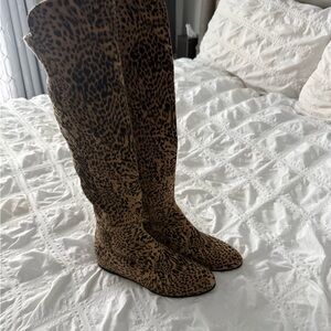 Stuart Weitzman Animal Print Over the Knee Boots